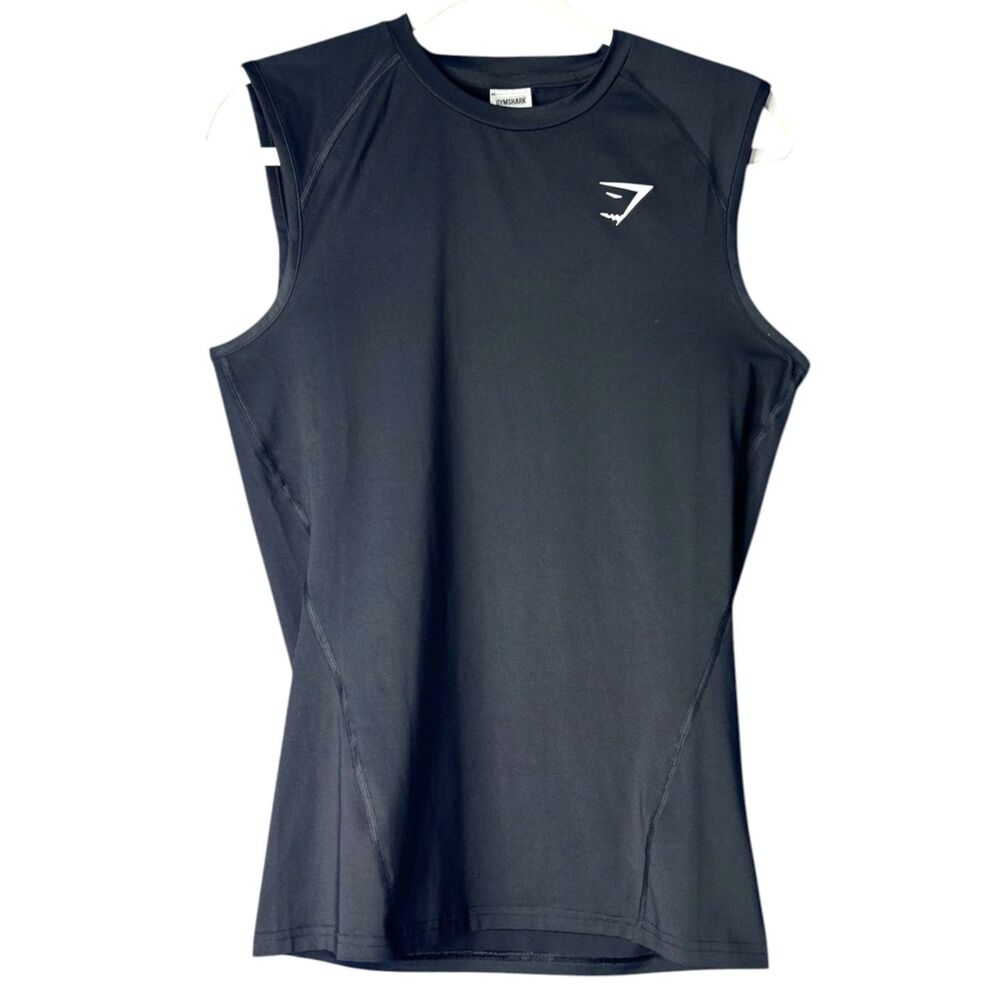 Gymshark Mens Black Arrival Sleeveless Tee Sz S Workout Gym Activewear Stretch